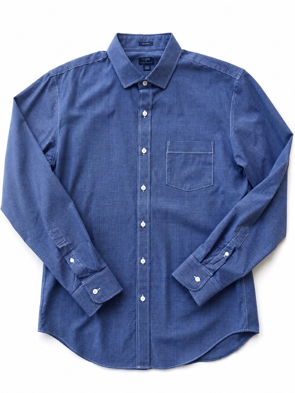 J.Crew Thompson Stretch Wrinkle-Free Blue Check Shirt – Men’s Large